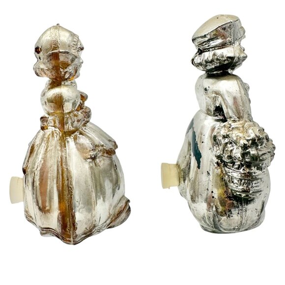 Vintage Silver Dutch Boy and Girl Salt and Pepper Shakers Plastic Collectible - Picture 2 of 7